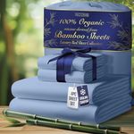 DECOLURE 100% Organic Viscose Derived from Bamboo Sheets King Size 4pcs - Ultra Soft & Luxuriously Cooling, 17" Deep Pocket, Double Stitching, Perfect for Hot Sleepers - King Bed Sheets (Light Blue)