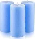 Melt Candle Company Set of 3 Light Blue Pillar Candles 7,5 x 15 cm Unscented for Weddings Home Decoration Restaurant Church Spa Dripless Smokeless