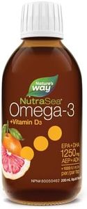 Nature's Way NutraSea Omega-3 and Vitamin D Supplement - Fish Oil with 1250mg EPA and DHA, 1000 IU Vitamin D3 – Support Healthy Heart and Brain, Help Build Strong Bones and Teeth & Help Support Immune System - Grapefruit Tangerine Flavour, 200 mL Liquid