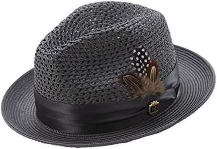 MONTIQUE Men's Braided Pinch Fedora Hat H-24 (Grey XL)