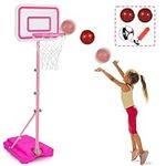 Pink Adjustable Basketball Hoop for