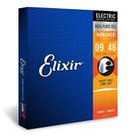 Elixir 6 String Electric Guitar Strings, Custom Light 9-46, Nanoweb Coating