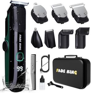 FADEKING Beard Trimmer for Men, Professional Hair Trimmer, Waterproof Electric Beard Trimmer Razor for Nose, Body, Face & Mustache, Cordless Hair Clippers, Grooming Gifts for Men (Green)