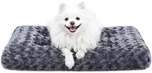 Washable Dog Bed Deluxe Plush Dog Crate Beds Fulffy Comfy Kennel Pad Anti-Slip Pet Sleeping Mat for Large, Jumbo, Medium, Small Dogs Breeds, 29" x 21", Dark Grey