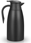 70 oz / 2 Liter Stainless Steel Thermal Coffee Carafe, Tea, Water, and Coffee Dispenser, Double Walled Vacuum Insulated Thermos, Black