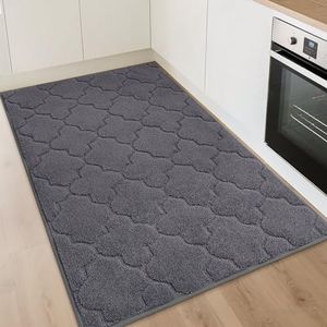 COSY HOMEER Kitchen Rugs 32"x48" Non-Slip Washable Kitchen Mats for Floor Absorbent Kitchen Carpet Soft Rugs for Kitchen,Sink Mat,Entrance,Area Rug,Dark Grey