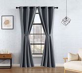 Lucky Brand Sondra Ultimate Blackout Curtains | Set of 2 Panels and 2 Tiebacks | Privacy Drapes | Premium Grommet Header, 38" x 96" Pair, Grey