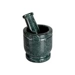 Terosa Oasis Green Mortar & Pestle Set or Ohkli Musal or Kharal or Idi Kallu or Khal Musal or Khalbatta or Spice Grinder-Comfy-4x4inches - Marble