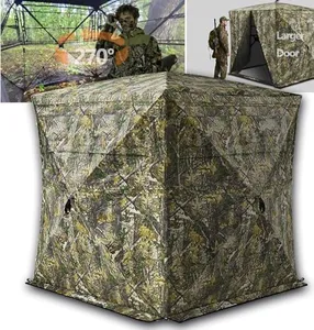 Hunt Quiet 270° Silent See-Through Hunting Blind for Turkey – Lightweight, Waterproof, Pop-Up Ground Blind with Bigger Door & Carrying Bag, Easy Setup for 2-3 Person, Spring Turkey Season