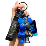 CmfyArt Boys Girls Cool Stylish Half Body Dissected Mechanical Bear Keychain Key Ring, Girlfriend Boyfriend Valentine Lover Christmas Birthday Collection Gift Bag Pendant Wrist Strap -Blue