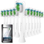 12 Pack o1brand ADULT Toothbrush Heads Compatible with Sonicare Electric Toothbrush, Medium Softness, Premium Brush Heads (White)