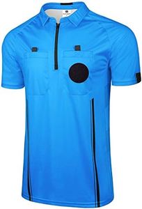 FitsT4 Sports Pro Soccer Referee Jersey Short Sleeve Ref Shirts Blue Small