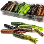 VMSIXVM Tube Baits Crappie Lure Tube Jig Heads Fishing Lures Kit, Tube Lure Soft Plastic Swimbait Grub Worm for Crappie, Bass, Trout, Tube Hook Crappie Jig Bait Fishing Gear for Freshwater Saltwater