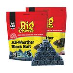 The Big Cheese Rat and Mouse Poison 2 Packs of 30 x 10g - Rodent Killer, Rat Poisoning All Weather Bait Blocks, Blue