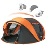 EchoSmile Instant Pop Up Tent,4-6 Person CampingTent,Waterproof Sunshade Family Tent,Portable Lightweight Dome Tent for Outdoor Beach Camping,Hiking&Travel (Black&Orange(5-8 Person)