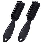 Tibapla 2 Pcs Barber Brushes, Black Nylon Hair Clipper Cleaning Brush Comb Scissors Cleaning Brush Beard Brush for Men Nail Brush for Barber Shop Salon Home Travel