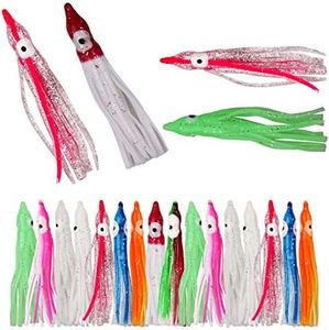 Fishing Lures Squid Skirts Octopus Lures Soft Plastic Trolling Skirt Lure Kit Saltwater Fishing Bait for Bass Trout 3.6inch 100pcs