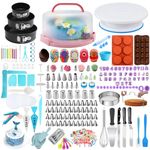 Gawren-H&E Cake Decorating Kit with Cake Carrier,678 PCS Cake Decorating Supplies Kit with 74 Icing Tips,3 Springform Pans,Cake Turntable,Muffin Cups,Cake Baking Supplies Kit