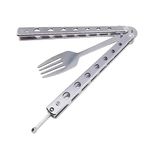 Butterfly Fork Stainless Steel Camping Fork Foldable Fork Foldable Tableware Camping Utensils for Kitchen BBQ Camping Travel Outdoor