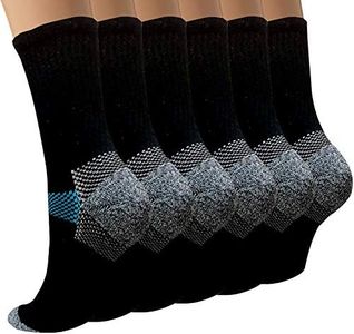 Copper Plantar Fasciitis Running Compression Socks for Men & Women – 6 Pairs Arch Support Ankle Socks for Athletic&Travel