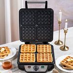 Borosil Jumbo Waffle Maker, 1100W, Non-Stick Grilling Plate, 4 Jumbo Bread Slices