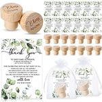 50 Sets Wedding Favors Wine Corks with Greenery Wood Wine Stopper Wedding Gifts Thank You Cards White Organza Bag Cheers to Love Wine Stopper for Guest Baby Shower Party Gift Dinner Decors