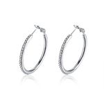 35mm Rhinestone Diamond CZ Dainty Hoop Earrings For Women Girls Cubic Zirconia Huggie 14K White Gold