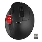 DeLUX Wireless Trackball Mouse, Easy Thumb Control, Precision and Smooth Tracking, Ergonomic Comfort Design, 2400 DPI, USB Receiver and Bluetooth 5.0, for PC/Mac/Laptop (MT1-Black)