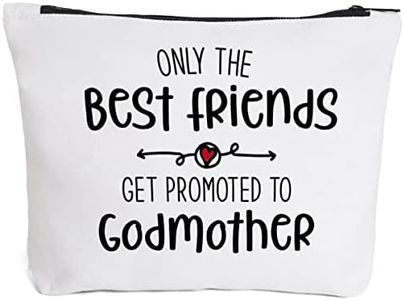 Godmother Gift Godmother Proposal Pregnancy Announcements for Sister Bestie Only The Best Friends Get Promoted to Godmother Makeup Bag Mother's Day Birthday Christmas Godmother Gifts from Godchildren, White, XL, Fashion Design