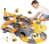 tumama Race Tracks Set Construction Vehicles Flexible Trains Tracks With Magic Electric cars, Toy Cars Set for 2 3 4 5 6 7 Years Old Child Kids Boys and Girls Road Race Playset Christmas Birthday Gift