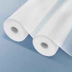 Shelf Liner 45 x 500 cm, Yiaxoyia Non-Slip Oil-Proof Cabinet Paper Drawer Liner for Kitchen Cabinet, Refrigerator, Shelves, Storage, Desks, Washable & Non Adhesive (Striped Pattern 2 Roll)