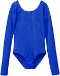 MdnMd Toddler Girls Basic Long Sleeve Dance Ballet Leotard Outfit Bodysuit Gymnastic (Royal-Blue, AM19, Age 2-4 / 2t,3t)