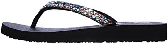 Skechers MEDITATION, Women's Flip Flop, Black (Black Mitobuck/Multi Rhinestone Bkmt), 5 UK (38 EU)