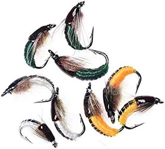 (9pc 8 3 colors combo flies) - Greatfishing Super Sturdy Realistic Nymph Scud Flies, Popper Flies for Trout Nymph Beadhead Fishing Wet Assortment Flies Bug Worm Scud Looking
