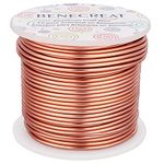 BENECREAT 12 Gauge(2mm) Aluminum Wire 100FT(30m) Anodized Jewelry Craft Wire for Bonsai Trees, Modelling, Floral, Arts Crafts Making - Copper