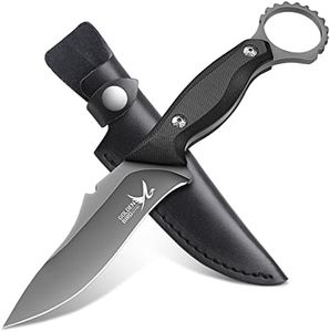 Golden Bird Knife Coltello da esterno a lama fissa 12cm Coltello da sopravvivenza con manico in G10 Coltello da caccia con fodero in pelle Coltello da esterno Full Tang Acciaio D2