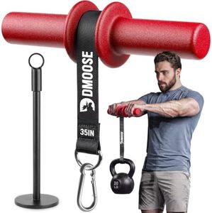 DMoose Fitness Forearm Exerciser & Wrist Roller - Forearm & Grip Strength Trainer - Available in Black, Blue & Red - Ideal for Grip, Wrist & Elbow Tendonitis (Red)