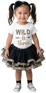 Luke and Lulu Young Wild and Three 3rd Birthday Outfit for Girls - Headband Set - Young Wild and Three Theme Party Dress