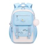 FANDARE Princess Children Backpack Back to School Backpacks for Primary Junior School University School Bag Student Bookbags for Girls Boys with Reflective Strips Outdoor Travel Casual Daypack Blue