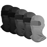 EUPSIIU 5 Pcs Balaclava Ski Face Mask, Motorcycle Cycling Ski Mask, Windproof Face Mask Balaclavas, Breathable Lightweight UV Protector Scarf for Summer Winter Men Women, One Size (Black, Grey)