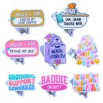 YJ PREMIUMS 8 PC Funny Badge Holder Retractable Cute Badges Reels ID Clip for Nurse Nursing Nurses Doctor Student Teacher Healthcare Medical Work Office Employee Coworker Bulk Gifts