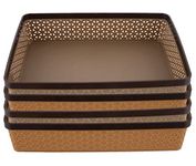 Kuber Industries Stationary Office Tray|Solid Plastic Material|File, Document, Paper Organizer|/Papers/Letters/folders Holder Desk Organizer, Pack of 4(Brown & Coffee) - CTKTC043782, Rectangular