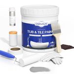 Tub Paint, Tub and Tile Refinishing Kit with Tools, Tub Refinishing Kit Bathtub Paint Water Based &Low Odor, Tile Paint Waterproof Sink Paint for Bathroom Kitchen, Semi-Gloss Light Grey, 50-55sq.ft