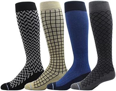 4 Pairs Men's Dr. Motion Athletic Traveler Graduated Compression Knee High Socks (Mcomp-SL3)