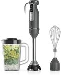 Ninja Power Duo 4-Speed Immersion Blender & RapidWhisk – Compact Hand Blender with SplatterShield, PanProtect, 9” Stainless Steel Arm, 4-Cup Pitcher, Dishwasher Safe, CI201CGY (Canadian Version)