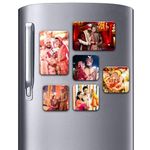 PRINTSWAYS Customized Photo Fridge Magnets (Set of 6 PCS) Glossy Finish - 5 by 3 Inch and 3 by 3 Inch (Fridge Magnet Photo Frame) Diwali Gift, Return Gift Personalised