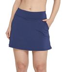 Westkun 15" Mini Tennis Skirts for Women with Shorts Pockets Athletic Golf Skorts Running Workout Hiking Skirts Skorts Navy S