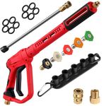 WILTEEXS Pressure Washer Gun Kit, with Extension Replacement Wand, 5 Nozzle Tips, 1/4” Quick Connect, High Power Spray Gun with M22 Fitting, Car Wash, 4000PSI