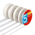 MEEDEN 5 Packs White Artist Tape, 0.2" 0.5" 0.75" 1.0" 1.4" x 60 Yard, Multi-Sized Masking Art Tape, Acid-Free Painters Tape for Painting Drafting Framing, General Purpose for Craft, Office, School