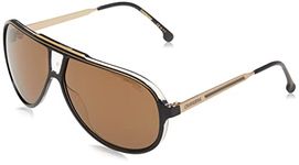 CARRERA Mens Pilot Sunglasses Black Gold Frame, Gold Lens (63) - Pack of 1